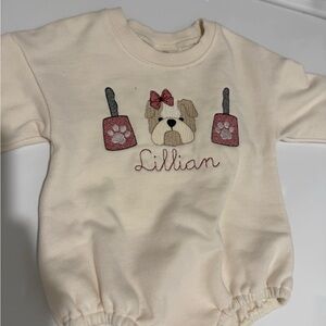 Cream Dog Print Kids Bodysuit
